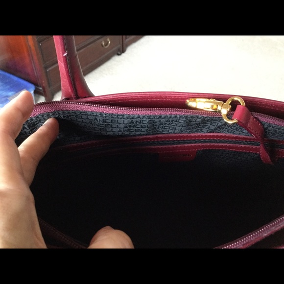 Lancel Leather Tote, color: Burgundy. - Picture 6 of 9